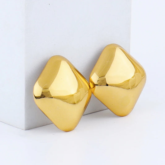 Stainless Steel Square Stud Earrings For Women 18K Gold Plated  Geometric Earring Trendy Weeding Jewelry Accessories Gift