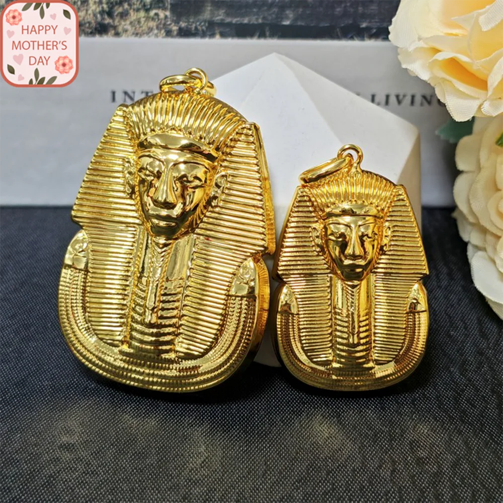 Nigeria Gold Plated Pendants for Necklace Women Men Fashion Gold Color Egypt Pharaoh's portrait Pendant Jewelry Making for Party