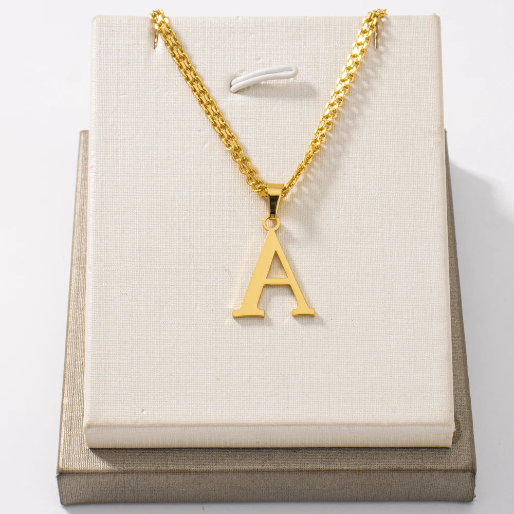 Initial Name Letter Custom Jewelry Personalized Pendant Necklace Handmade Detachable Cursive Nameplate Choker Women Men Couple
