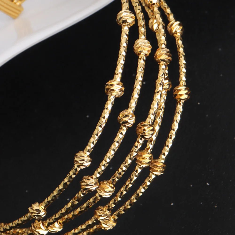 France Exquisite Woman Bracelet And Ring Africa Classical Multi Chain Multi Beads Jewelry Set Party Wedding Engagement Gift