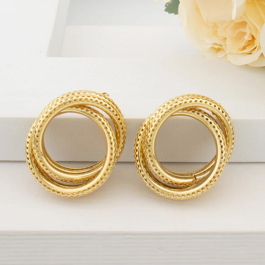 Round Big Twist Hoop Earrings Trendy 18K Gold Plated Elegant Earrings for Women Fashion Jewelry Accessories Birthday Party Gift