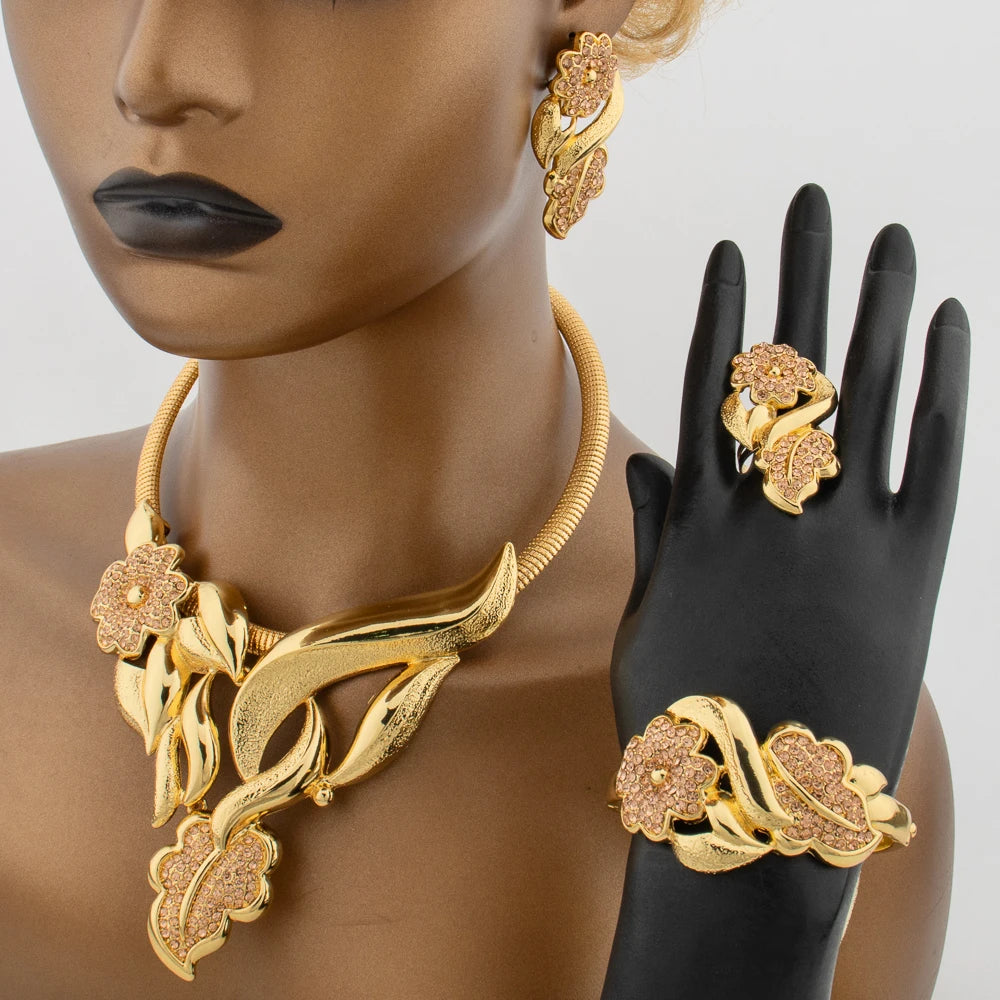 Yueming Rhinestone Luxury Bridal Jewelry Set