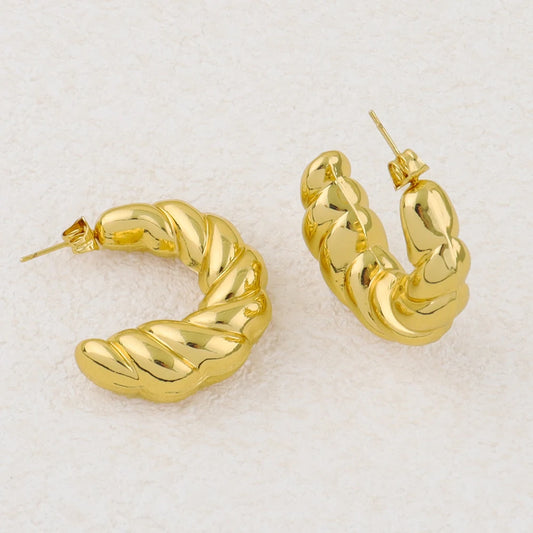 French Gold Plated Weaving Women's Jewelry Set Classic Necklace Earrings Charm Bracelet for Daily Wear Date Party Wedding Gift