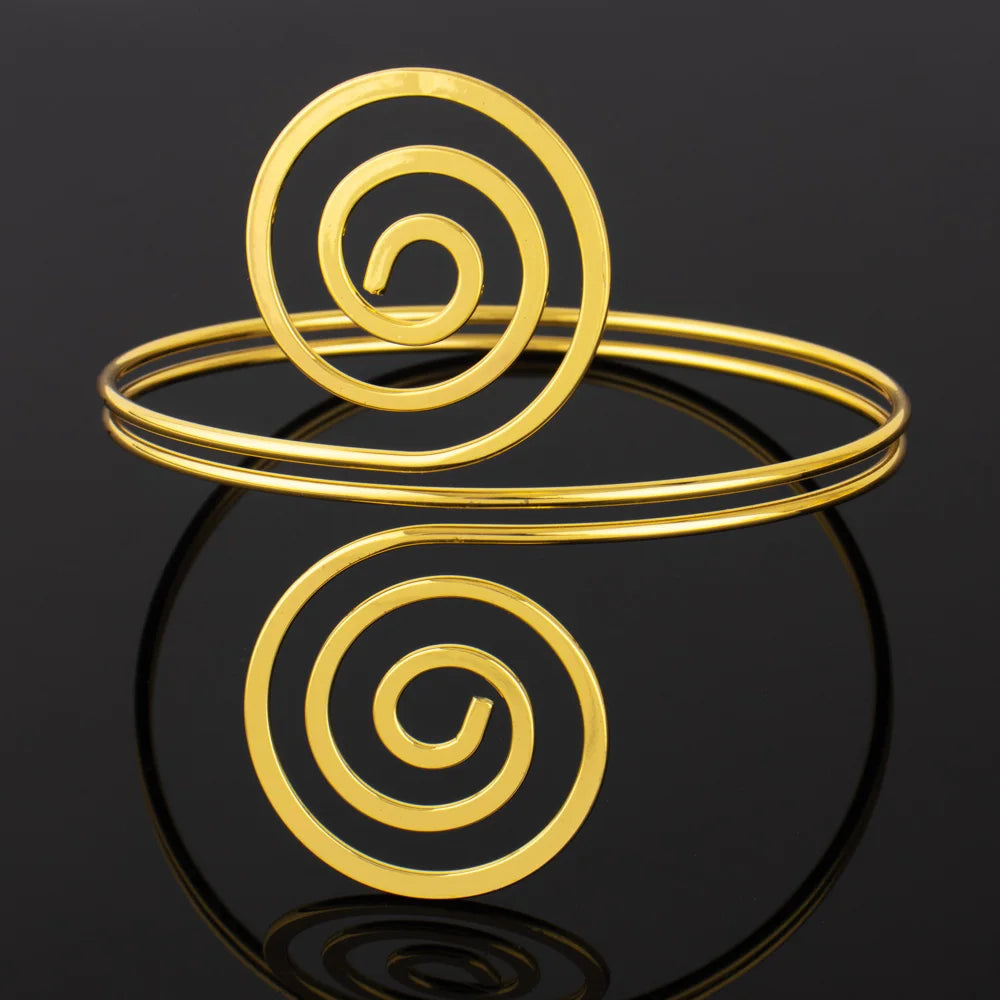 European and American Fashion Women's 1 Pcs Jewelry Nigeria Gold Color Circle Arm Bracelet Travel Party Festival Dress Up Gift