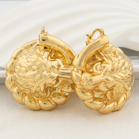 Gold Color Earrings for Women Jewelry Fashion Dubai Africa Bold Earrings Daily Wear Luxury Party Wedding Jewellery Accessary