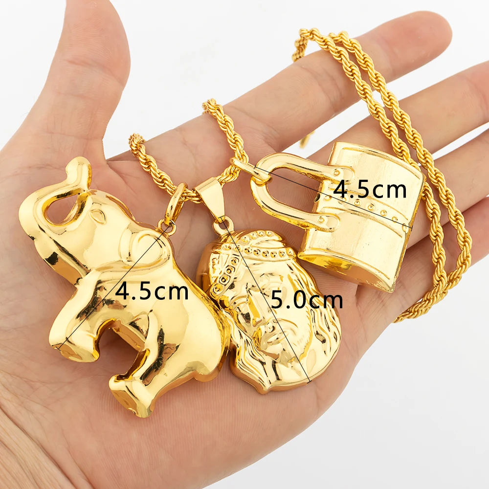 Dubai Gold Color Pendant  Hip Hop Personality style for Men Women Minimalist Jewelry Party Jewelry Birthday Gifts