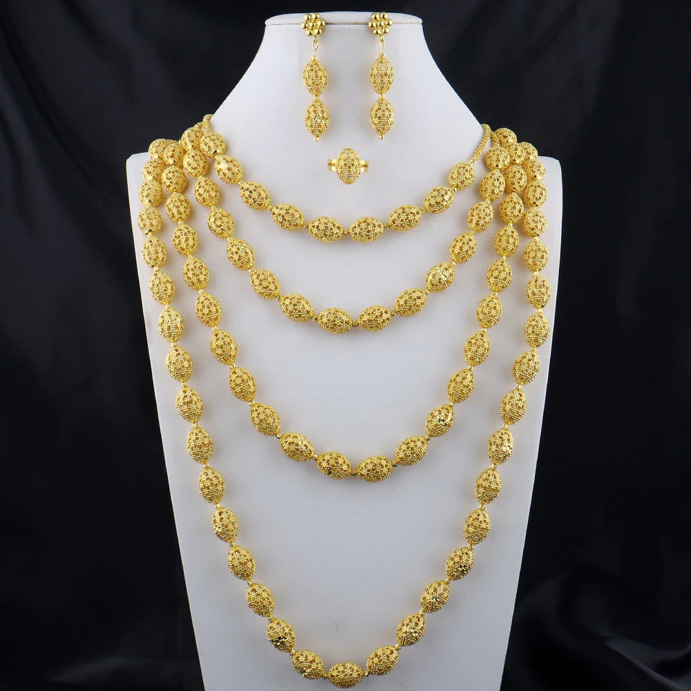 Necklace Earrings Ring Set for Women, Luxury Nigeria Bridal Jewelry Sets, Wedding Party Jewellery Woman Gift