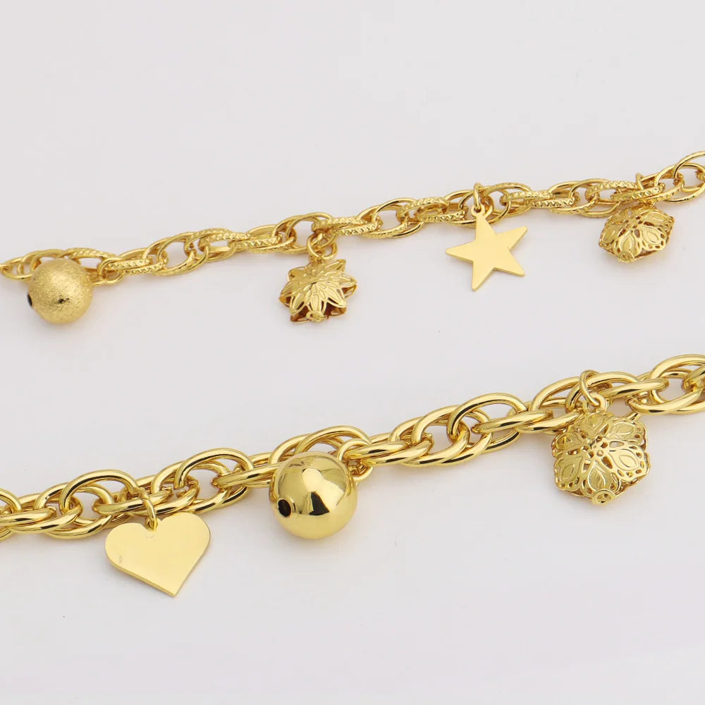 2025 France Fashion Bracelet Gold Color Love Small Pearl Star Pendant Temperament Jewelry Africa Wedding Clothing Accessories