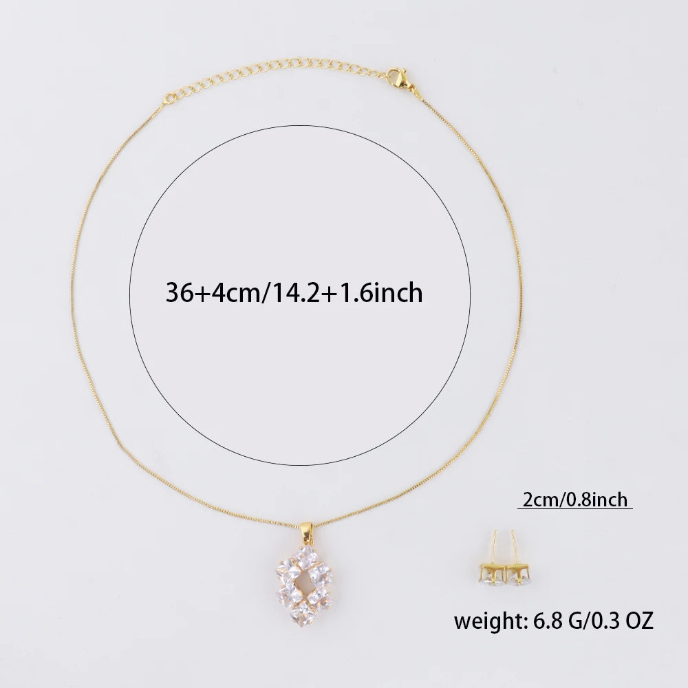 Delicate Brilliant Zirconia Earrings Necklace for Women France Italy Charm Bridal Wedding Jewelry Set Stage Wearing Accessories