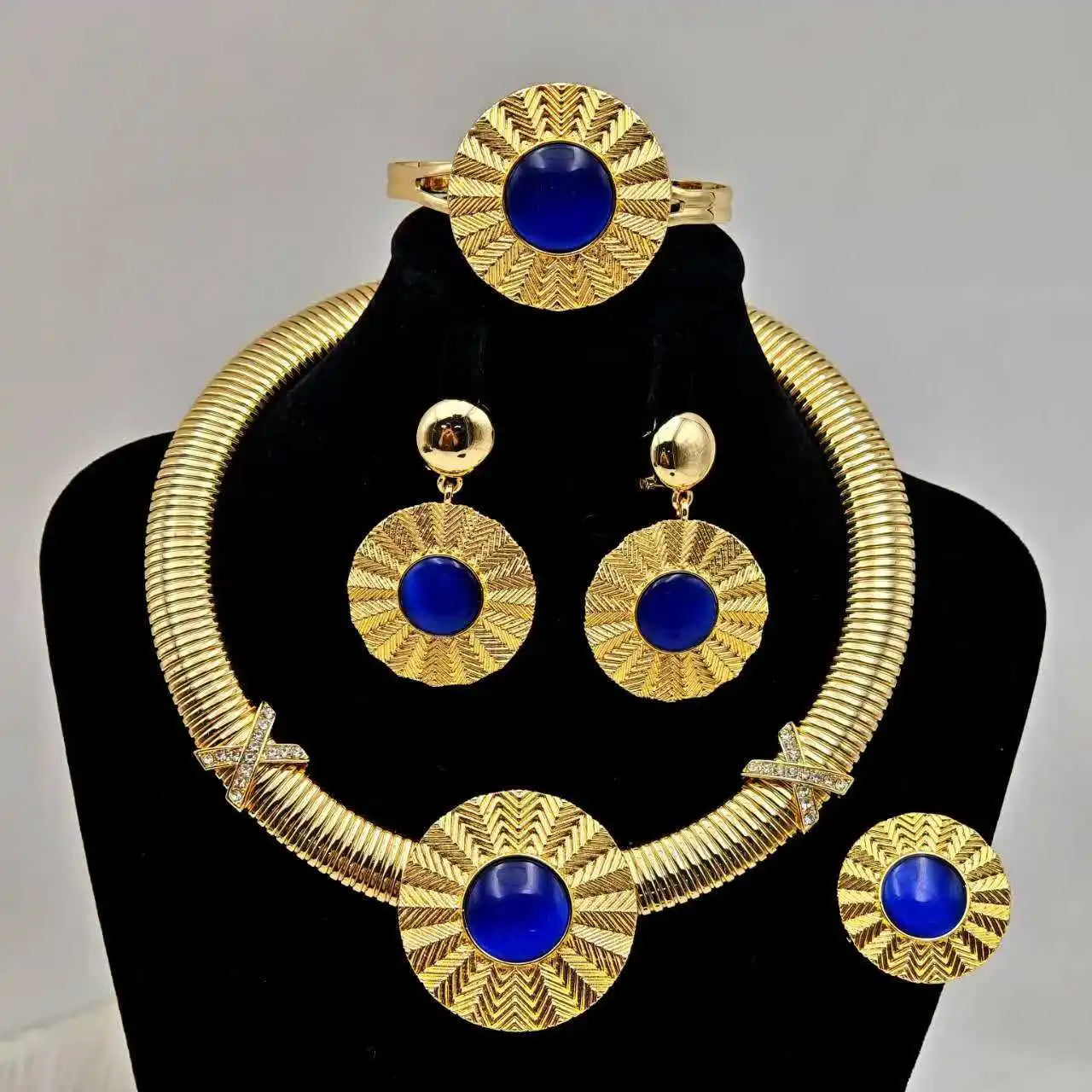 Luxury Dubai Wedding 4pcs Jewelry Sets Bridal Dopamine Series Sunflower Necklace Earring Bracelet Ring For Women Party Banquet