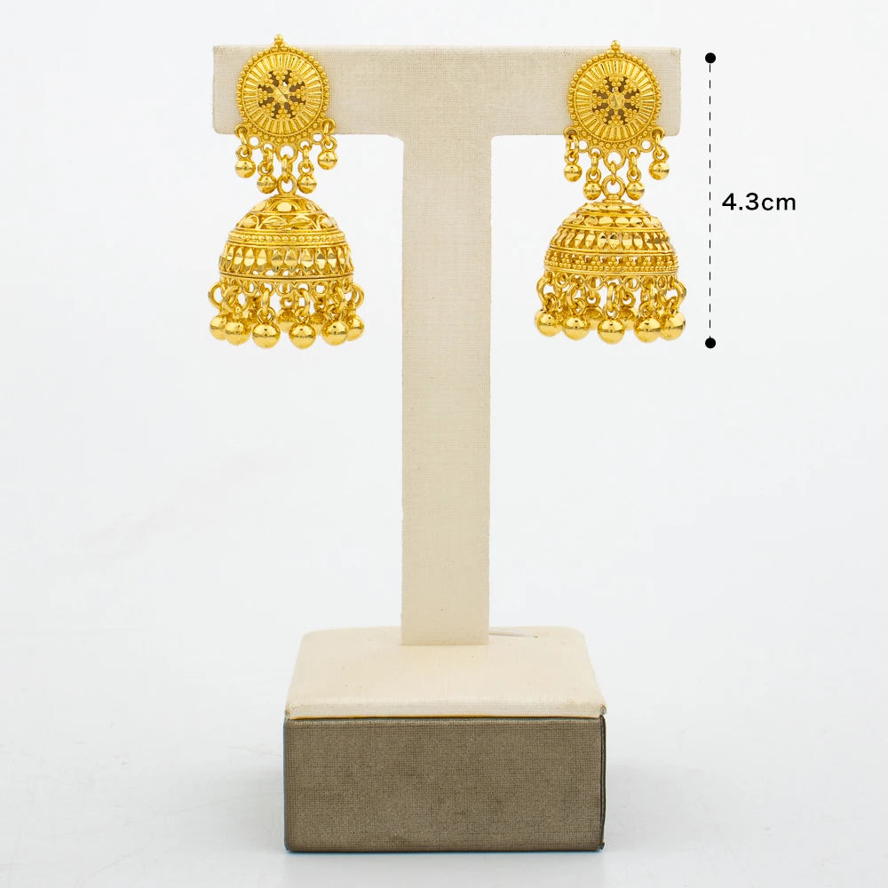 Hoop Earrings for Women 3D Design Tassel Drop Earrings 18k Gold Color Dubai African Party Earrings Accessory for Weddings Gifts