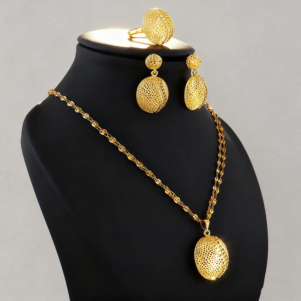 dubai jewelry gold sets Necklace and earrings set for women high quality plated jewelry sets weddings mother gifts