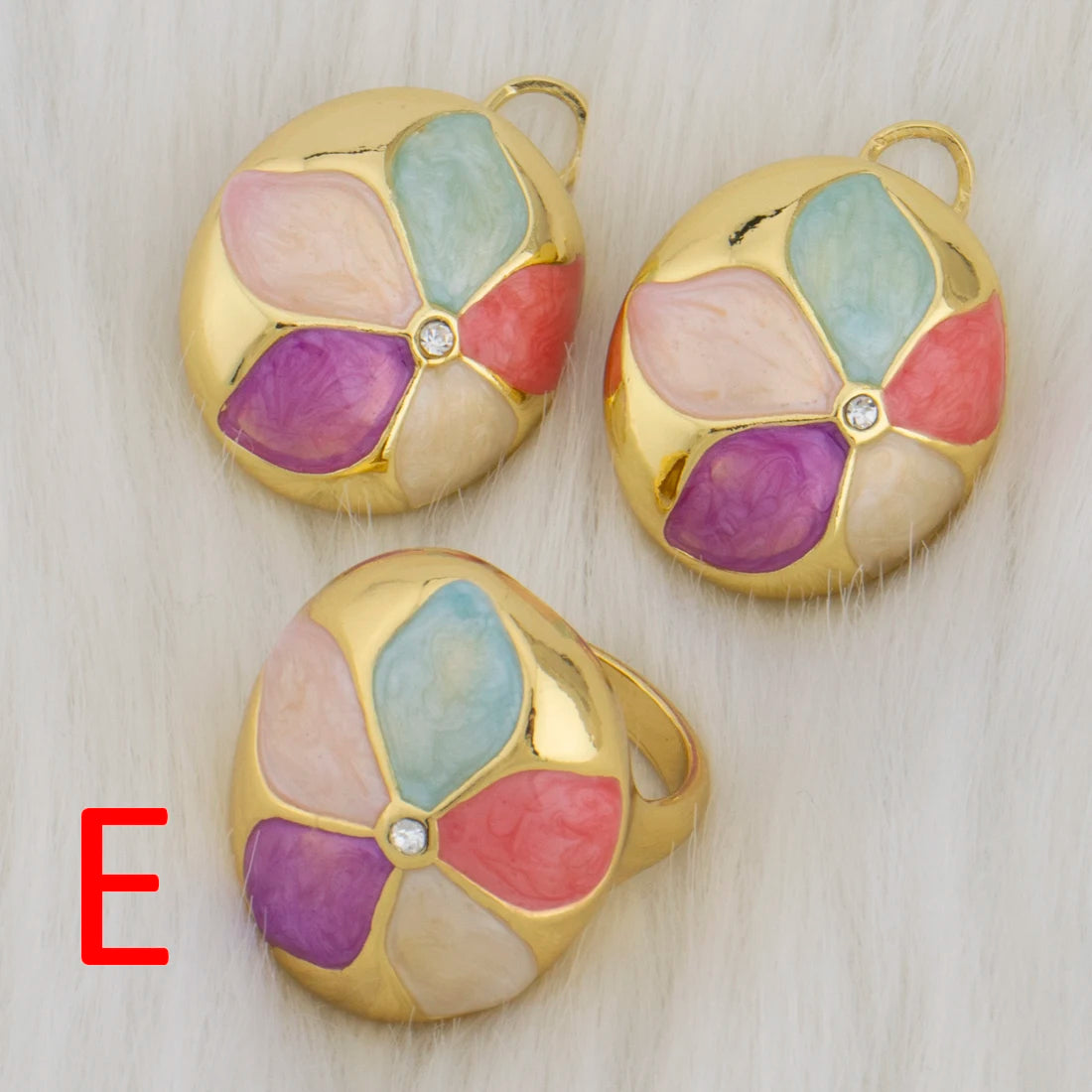 Mushroom Shape Women Earrings Ring Congo Africa Luxury Jewelry Set Advanced Gold Plated Ring Banquet Women's Day Wedding Party