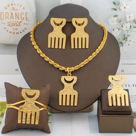 New Arrival Gold-Tone Flower Jewelry Set for Women, Delicate Necklace & Stud Earrings, Ideal Wedding Party Gift Choice