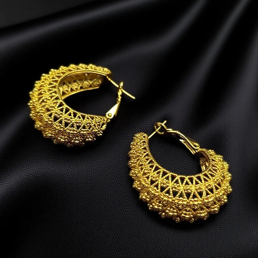 Stainless Steel Jewelry Set 24K Gold Plated Earrings French Vintage Flower Earrings For Women Jewelry Gifts New Popular