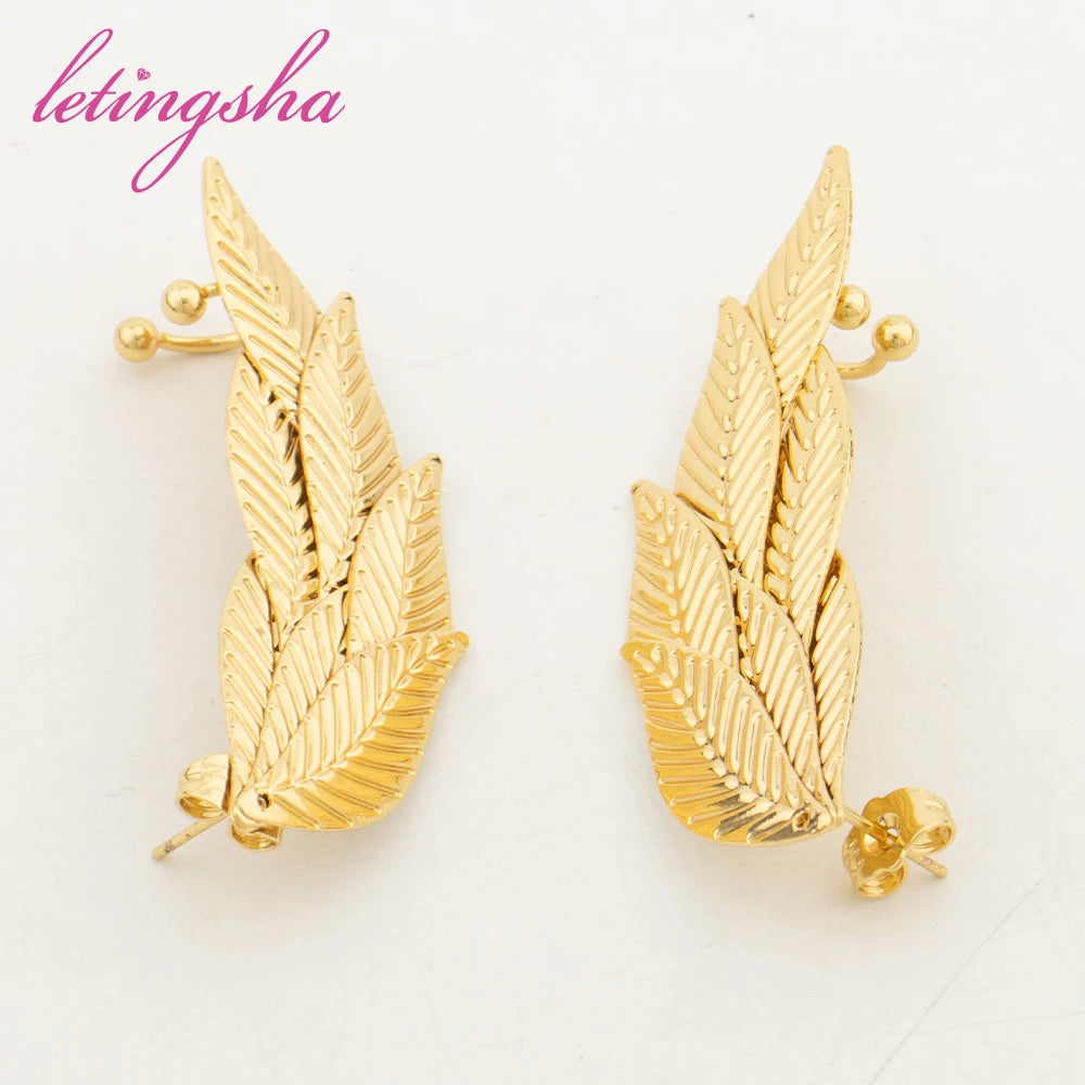 African Fashion Big Hoop Earrings Personalized Nigeria Stainless Steel Drop Earrings For Women Gold Color Jewelry Party Gift
