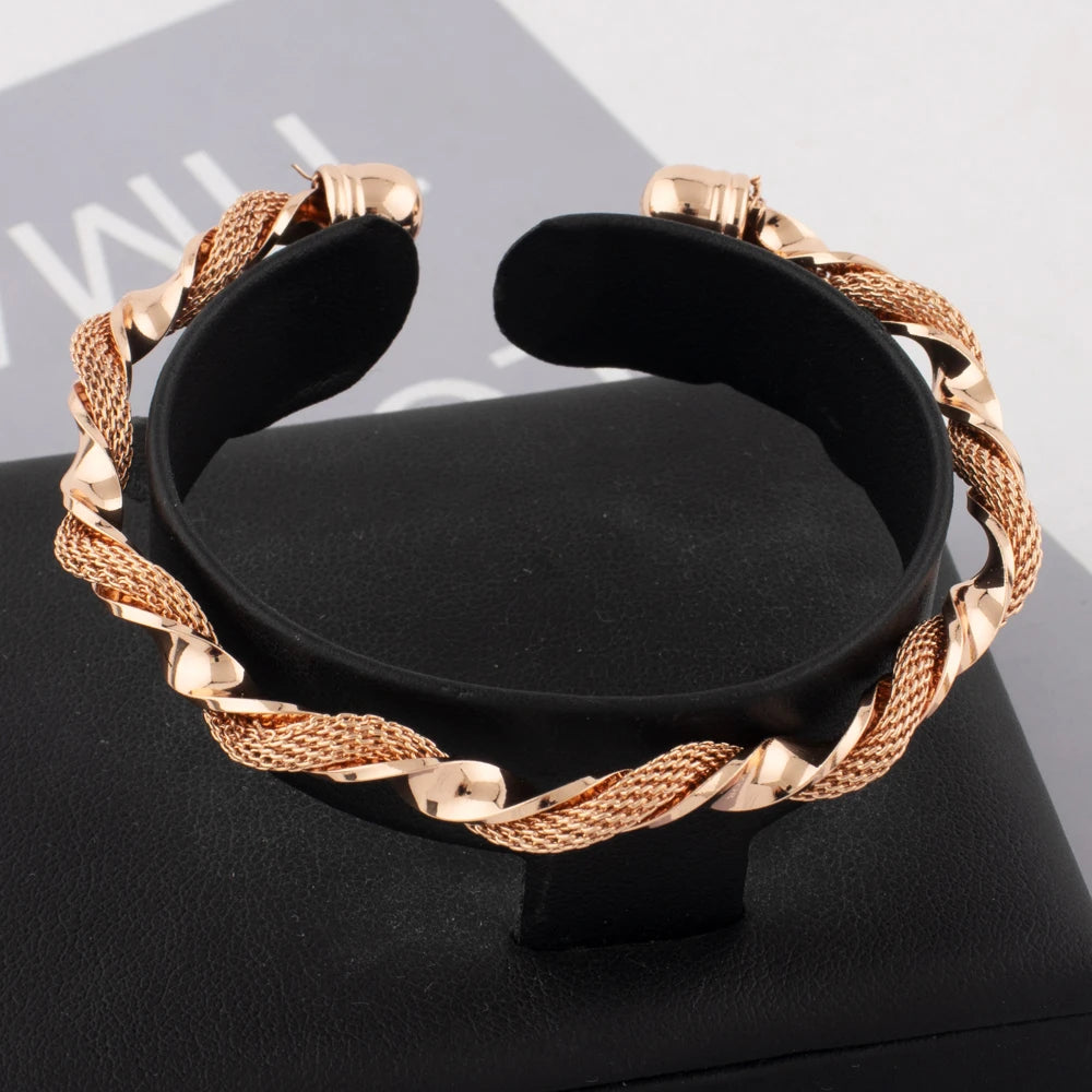 Trendy Coppr Open Bangles Charms Line Bracelet For Europe and America Women Fashion Adjustment Size Jewelry For Party Wedding