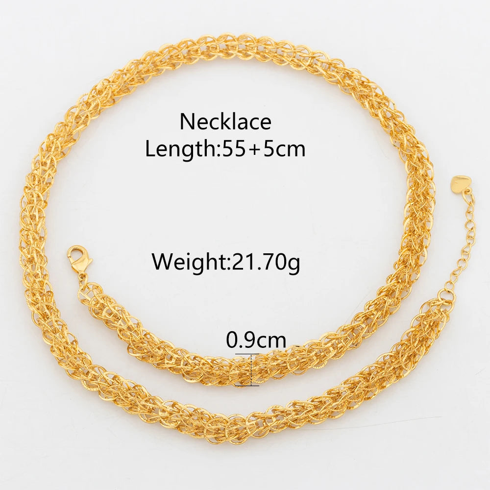 YM Twist Chains 40/60/80CM Copper Necklace 18k Gold Color Link Choker For Women Men Hip Hop Rock Charm Chain Party Jewelry Gifts