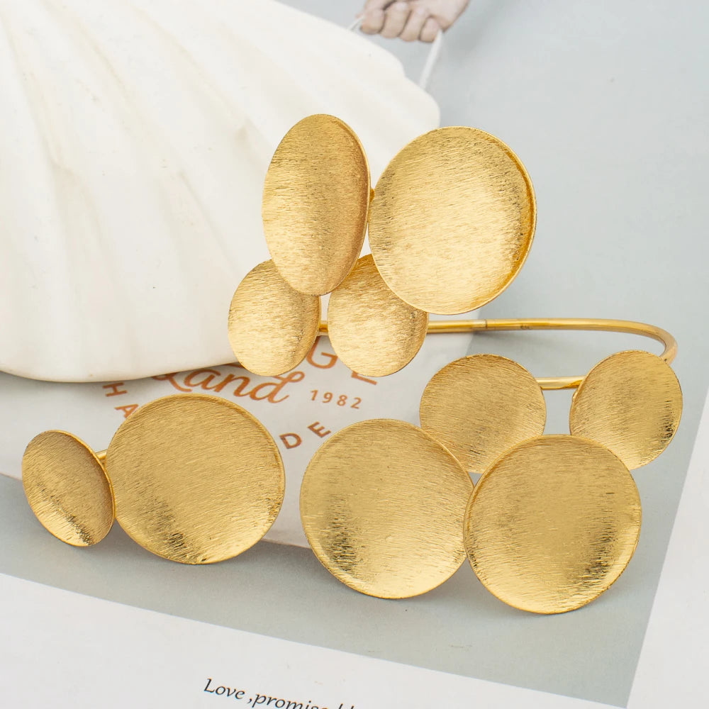 Indian 24k Gold Color Jewelry Metal Punk Party Jewelry for Women Luxury Trendy Female Dubai Statement Jewelry Party Gifts