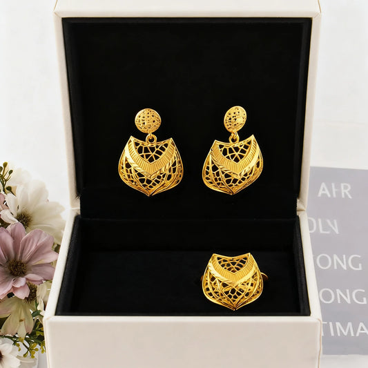 Dubai Gold-Plated Bridal Jewelry Set for Women – Indian Costume Necklace Earrings, Nigerian Wedding Party Gift, Luxury Statemen