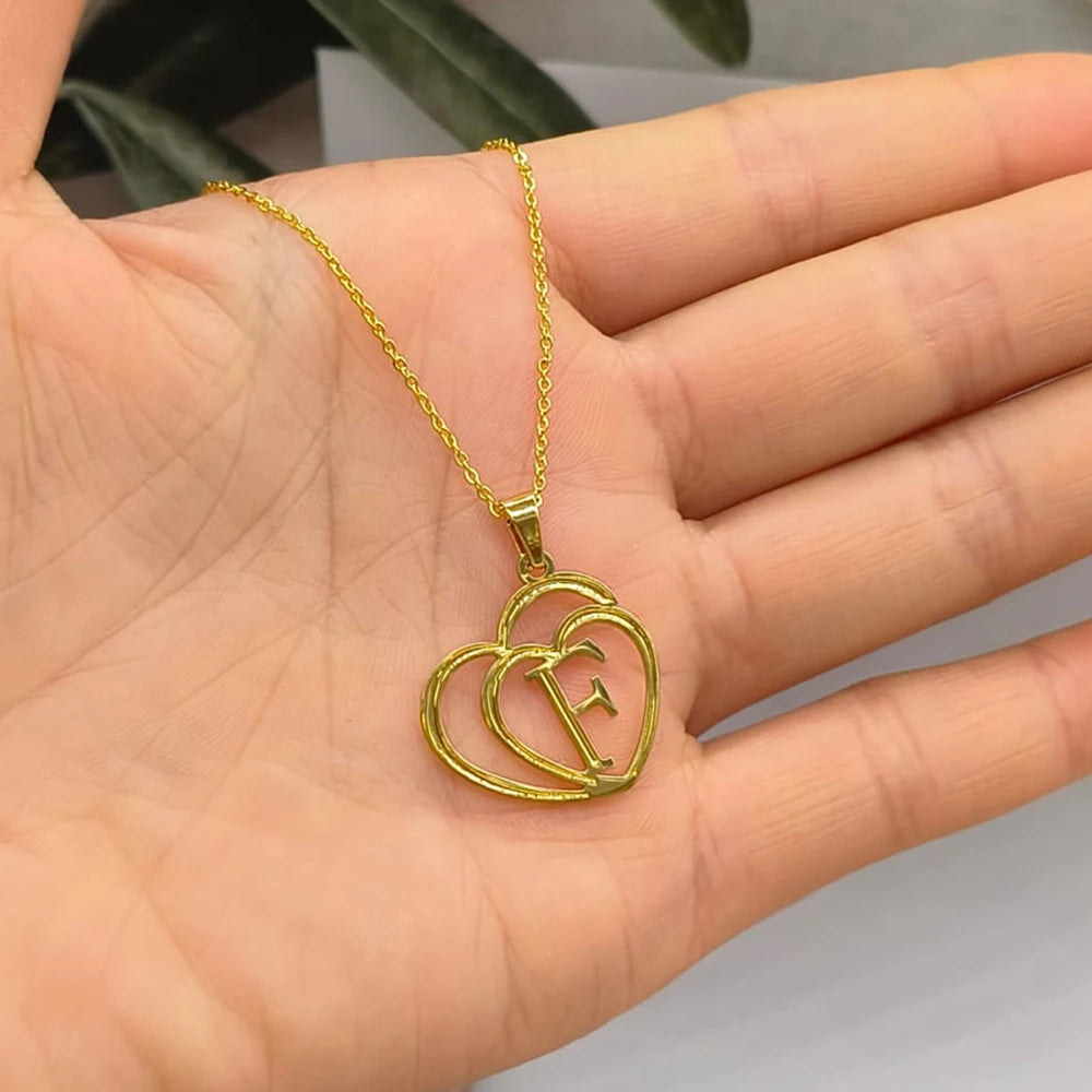 Dainty Letter Necklaces Stainless Steel For Women Gold Color Minimalist love Necklace Femme Wedding Jewelry Gift