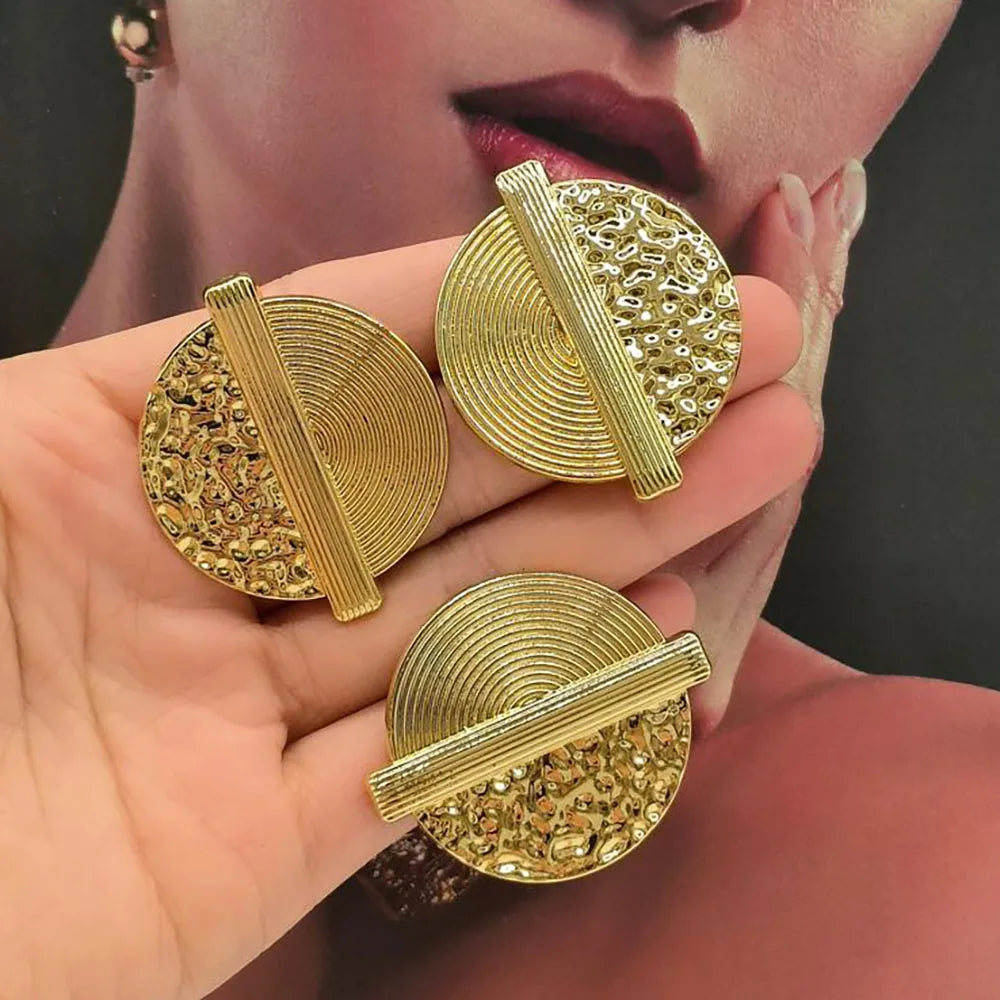 Luxury Earrings with Ring Jewelry Set for Party African Gold Color Clip Earrings Finger Ring 2Pcs Set for Nigerian Daily Wear