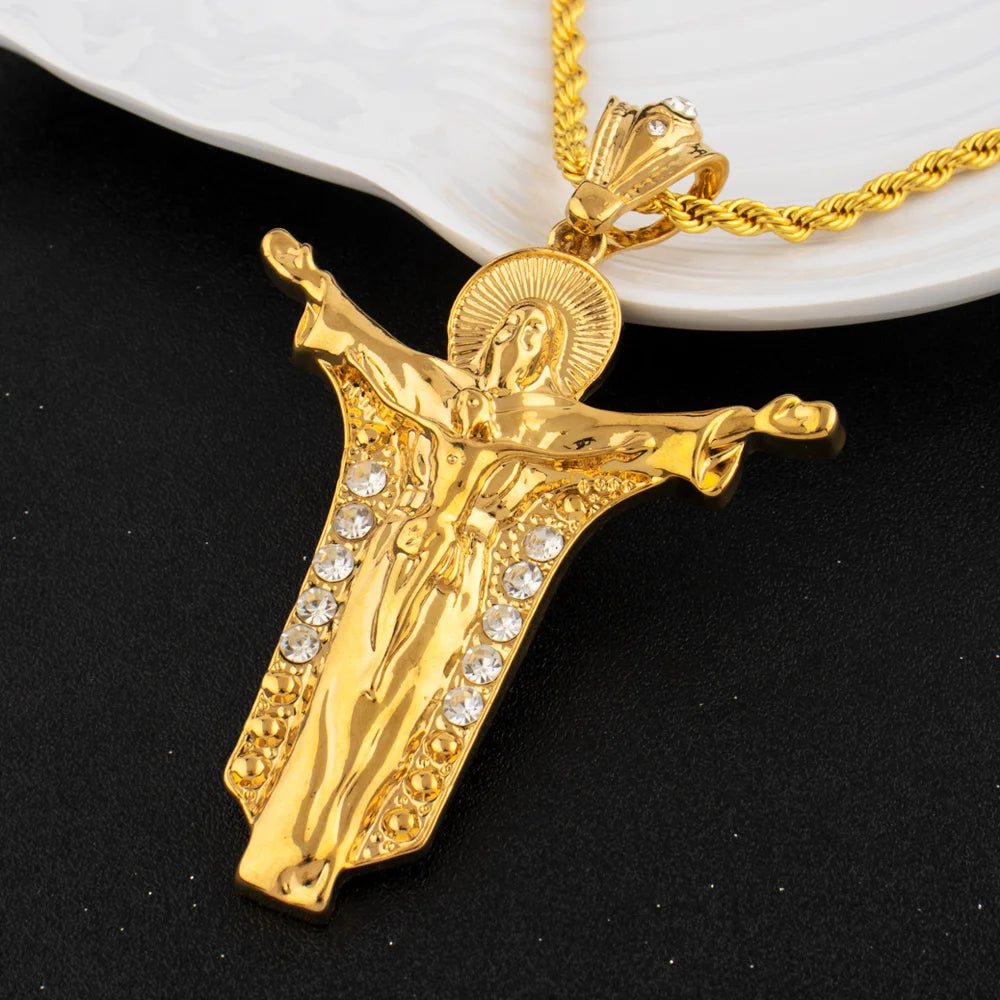 America Classics Pendant Necklace For Women Men Dubai Zircon Heavenly Father Pendants Jewelry Gift For Prayer Party Graduate