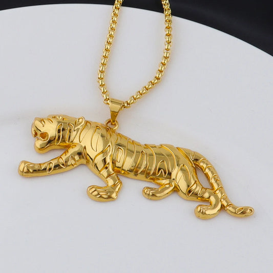 Hip Hop Punk Style 18K Gold Plated Stainless Steel Pendant Exquisite Necklace Classic Ideal Men's Gift for Daily Gift