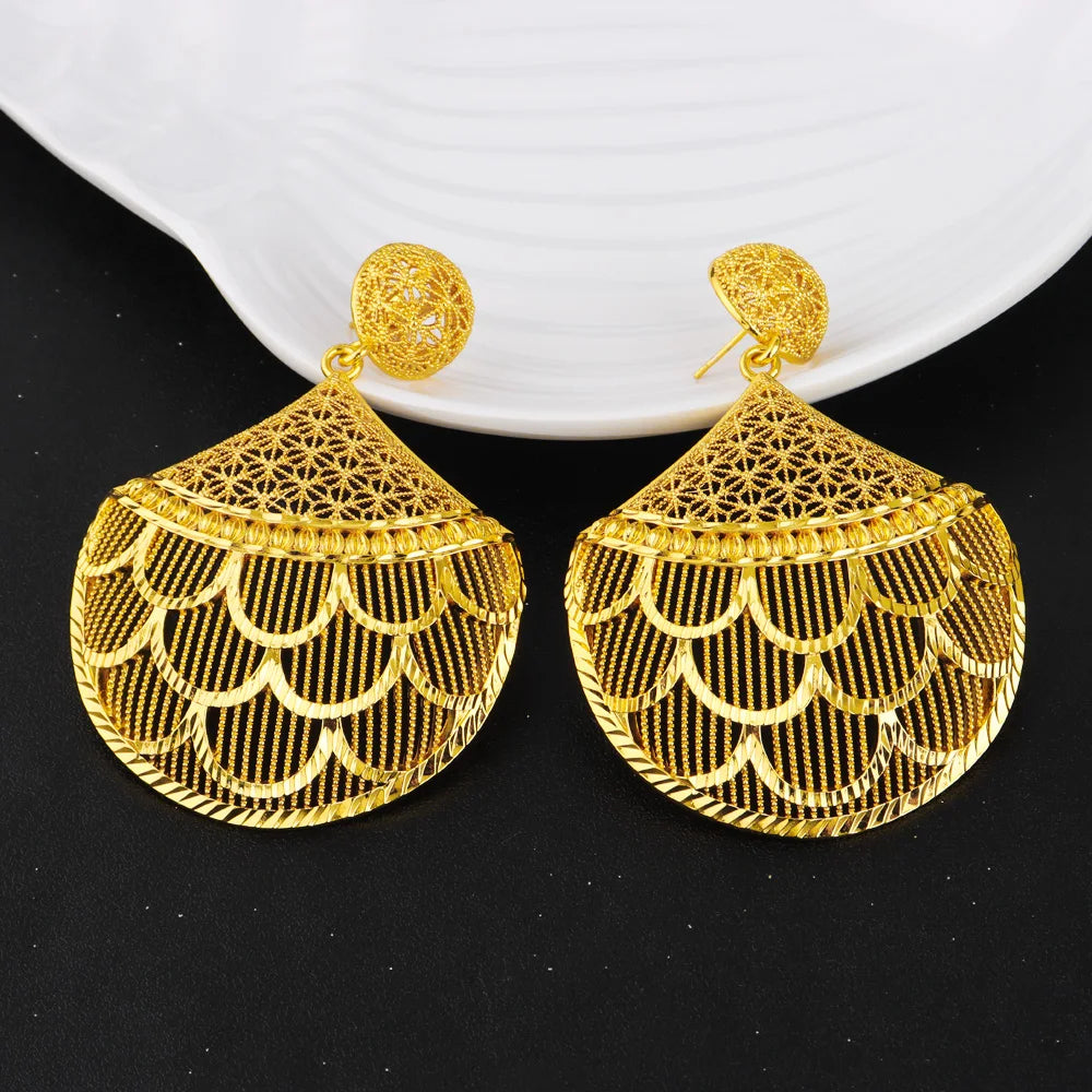 Royal Indian Flower Jewelry Set Stainless Steel Necklace Earrings Women Bridal Gift