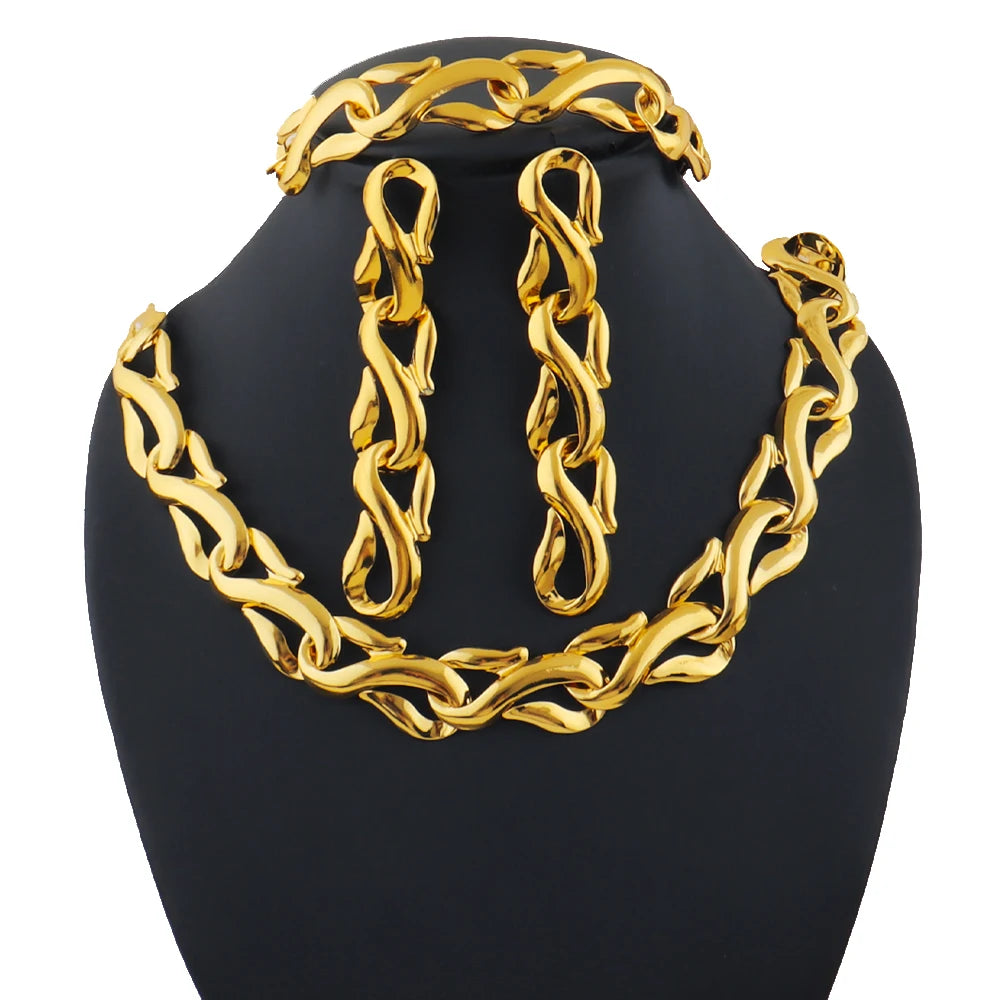 3PCS necklace big set luxury dubai women earrings necklace bracelet jewelry set valentine day choker necklace Jewelry Gift