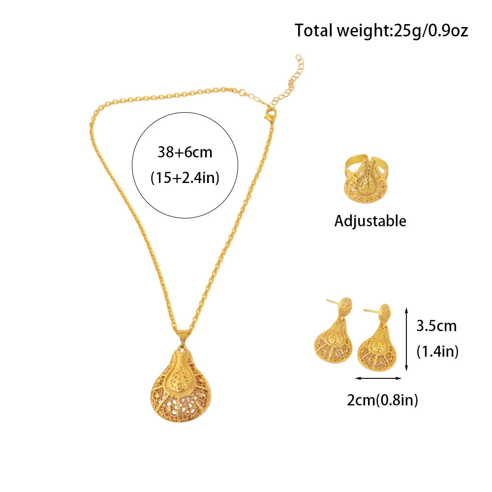 Arab New Style Women Jewelery Set Nigerian Senior Earrings Luxury Necklace Ring Apply to Mother's Day Gift Seasonal Promotion