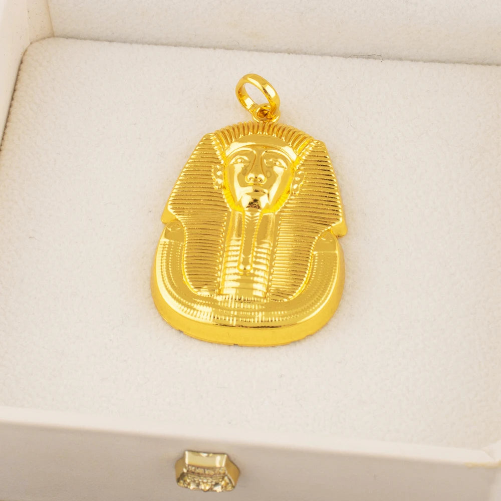 Nigeria Gold Plated Pendants for Necklace Women Men Fashion Gold Color Egypt Pharaoh's portrait Pendant Jewelry Making for Party