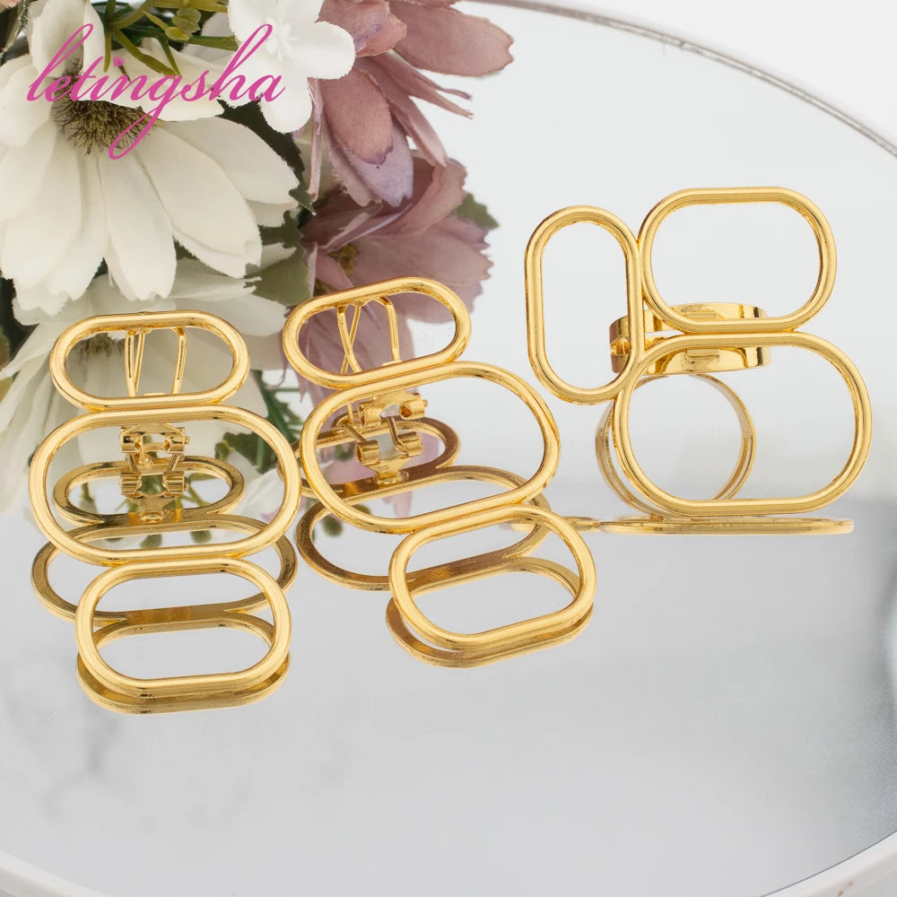 African Earrings Ring Set for Women Fashion Newest Jewelry Set Statement Dubai Luxury 18K Gold Plated Jewelry Set Party Gift