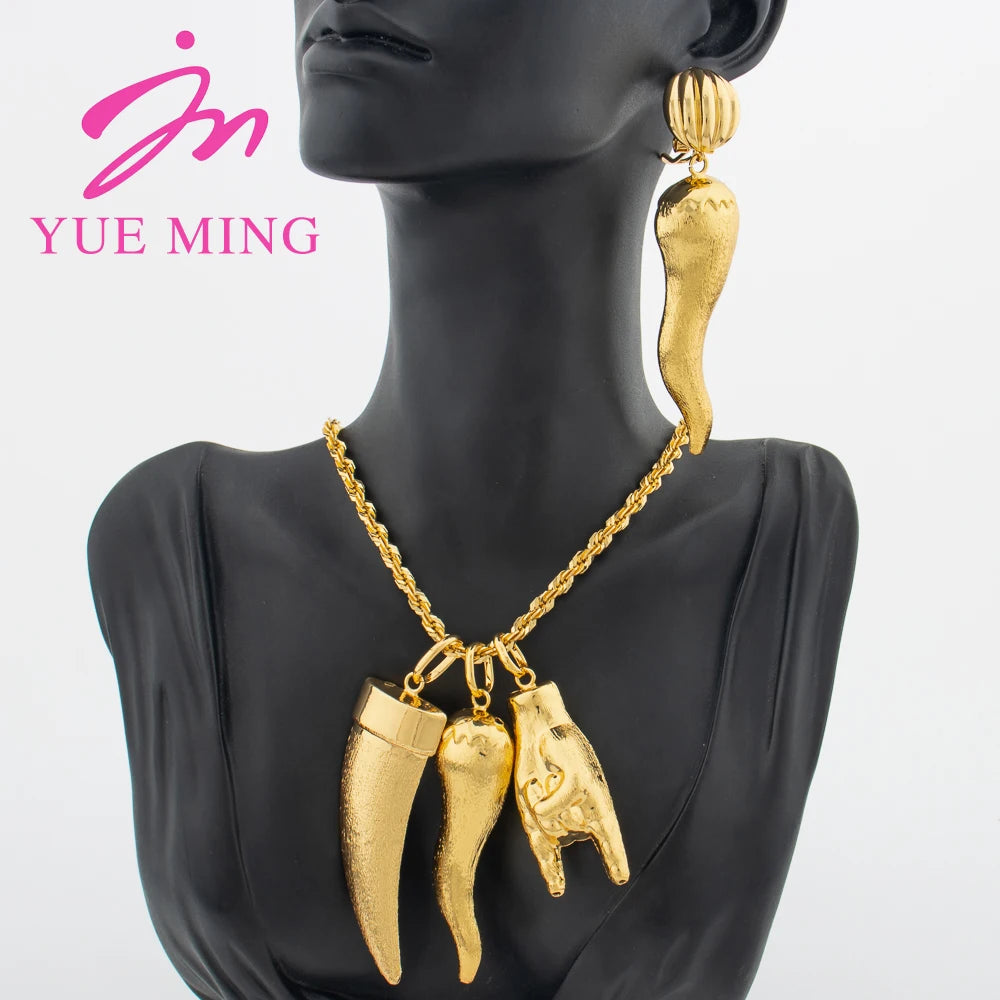 YM Jewelry Sets for Women Charm Chain 40CM Pharaoh Pepper Pendant Mermaid Earrings Banquet Gifts Personality Necklace Jewellery