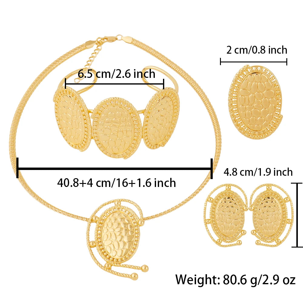 Luxury Gold Plated Women Jewelry Set for Necklace Bracelet Earrings Ring Elegant Charms Jewelries Gift for Wedding Party