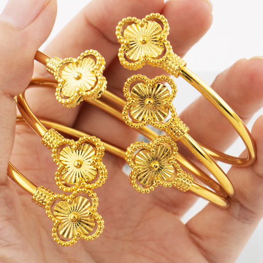 New Design Classic Luxury Stainless Steel Clover Bracelets Ring Elegant Temperament For Woman Jewelry Daily Wear Festival Gifts