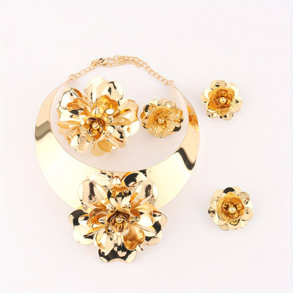 5pcs Luxury Adjustable Set/Extravagant themed Jewelry/ Thick/Creative Exaggerated Metal/Smooth/Thick/Punk Hip-Hop, Suitable for Valentine'S Day/Gift/Giving Her Gift