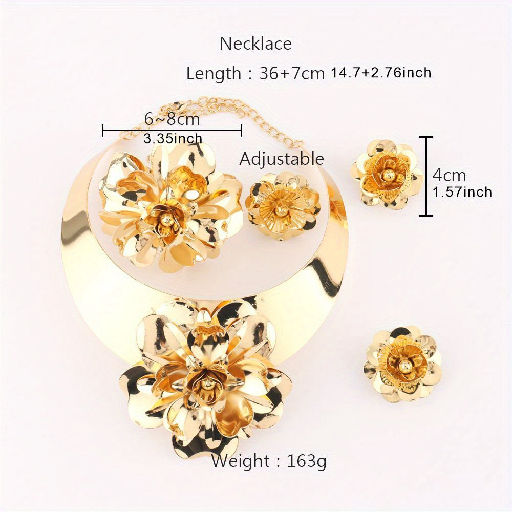 5pcs Luxury Adjustable Set/Extravagant themed Jewelry/ Thick/Creative Exaggerated Metal/Smooth/Thick/Punk Hip-Hop, Suitable for Valentine'S Day/Gift/Giving Her Gift