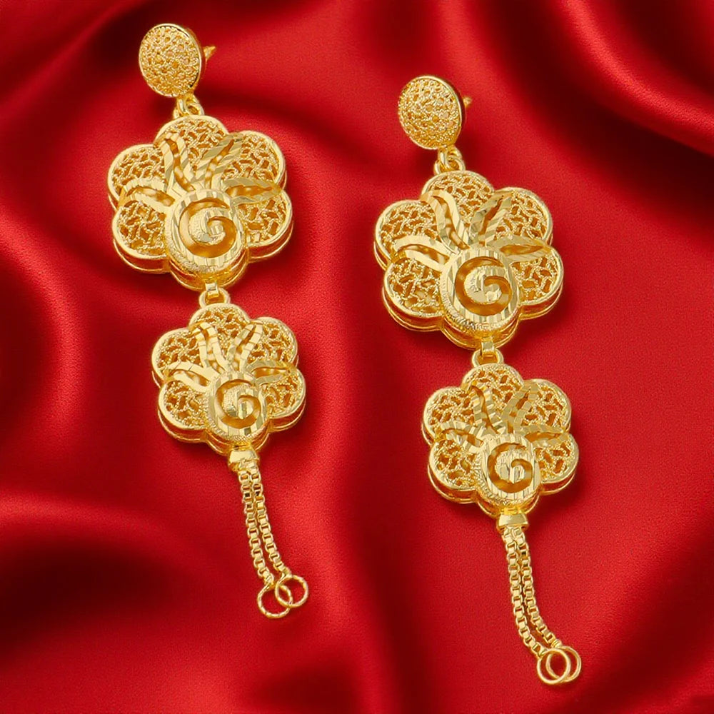 Luxury Earrings Necklace Jewelry Sets For Women Indian Dubai Gold Color African Arabic Wedding Bridal Party Gifts Accessories
