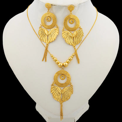 Necklace and Earrings Jewelry Set for Women Gold Color Pendant and Beads Necklace African Gift Italian Party Jewelry Accessories