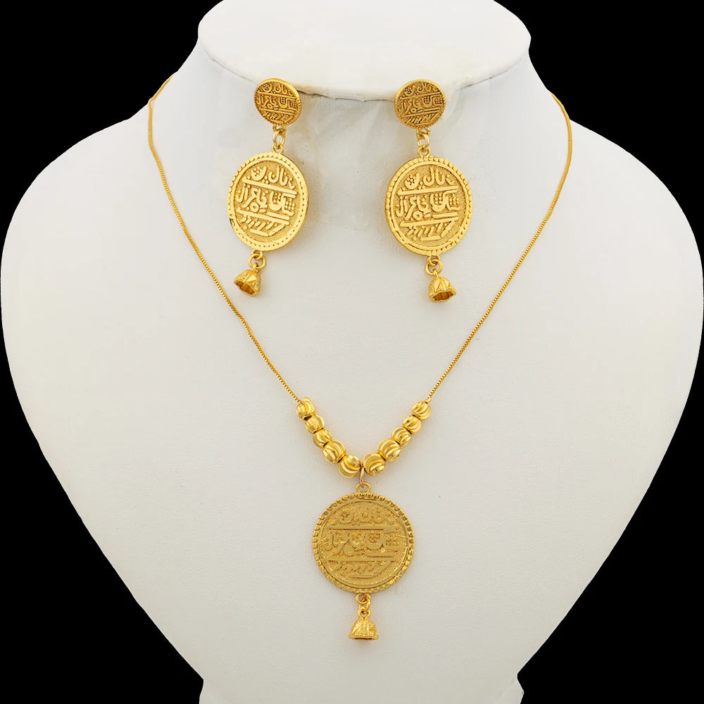Necklace and Earrings Jewelry Set for Women Gold Color Pendant and Beads Necklace African Gift Italian Party Jewelry Accessories