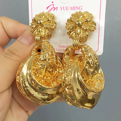 Fashion Classic Drop Women Trendy Gold Plated Earrings Brass Girls Chunky Small Golden Hoop Earrings