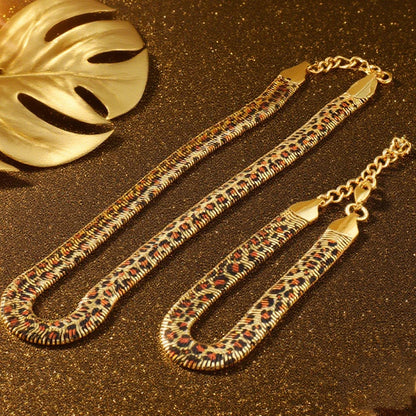 High Quality Stainless Steel Necklace Bracelet Dubai Fashion Exaggerated Snake Print Gold Plated Jewelry Set Gift Party Ball Set