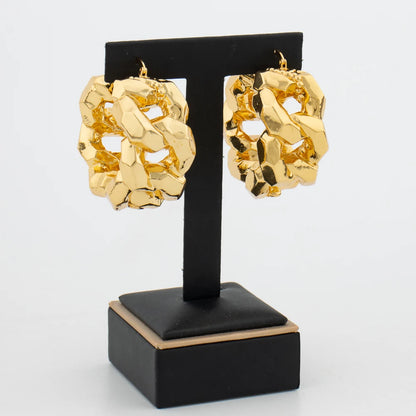 Big Gold Plated Earrings Jewelry for Trendy Women African Dubai Style Round Dangler Earrings Classic Lady Accesories for Party