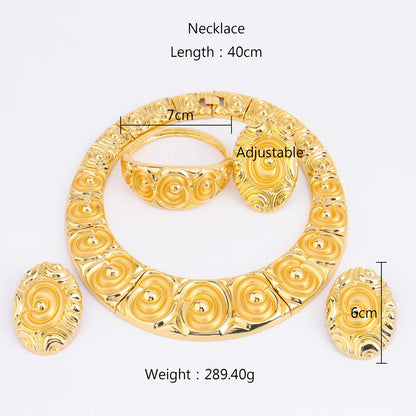 2025 Fashion Tone Bold Classic Jewelry Set for Women – Big Necklace, Earrings, Ring & Bracelet, Daily Party Wear, Fine