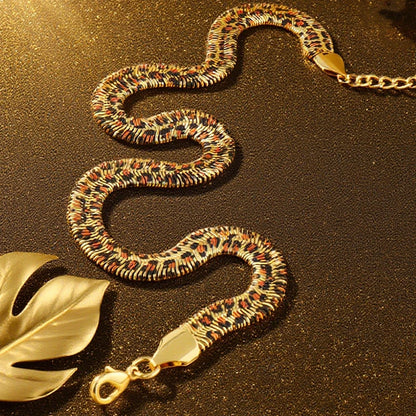 High Quality Stainless Steel Necklace Bracelet Dubai Fashion Exaggerated Snake Print Gold Plated Jewelry Set Gift Party Ball Set