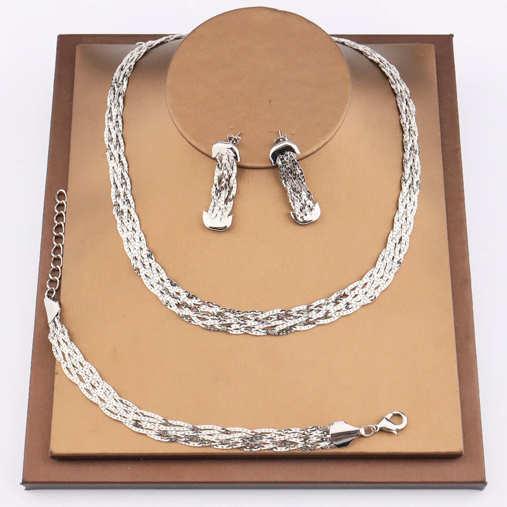 YM Gilding Hollow Earrings Necklace Set Fashion Women Dubai Africa Luxury Punk Jewellery Valentine's Day Gift Choker Necklace