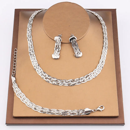 YM Gilding Hollow Earrings Necklace Set Fashion Women Dubai Africa Luxury Punk Jewellery Valentine's Day Gift Choker Necklace