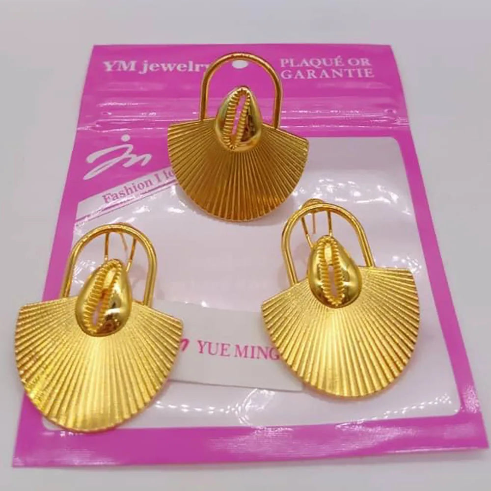 2pcs jewelry set bohemia Gold Color earrings ring Set for Women weddings earrings ring anniversar Jewelry