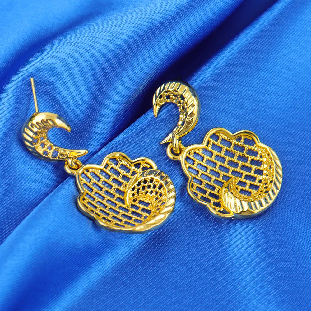 New Fashion Brazilian 24K Gold Color Jewelry Sets Wedding Dubai Necklace Earrings For Women Nigerian Indian Bridal Party Gifts